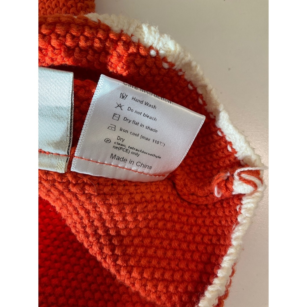 Orange Textured Knit Cropped Cardigan Sweater Pearl‎ Buttons Cottagecore Preppy - Picture 6 of 6